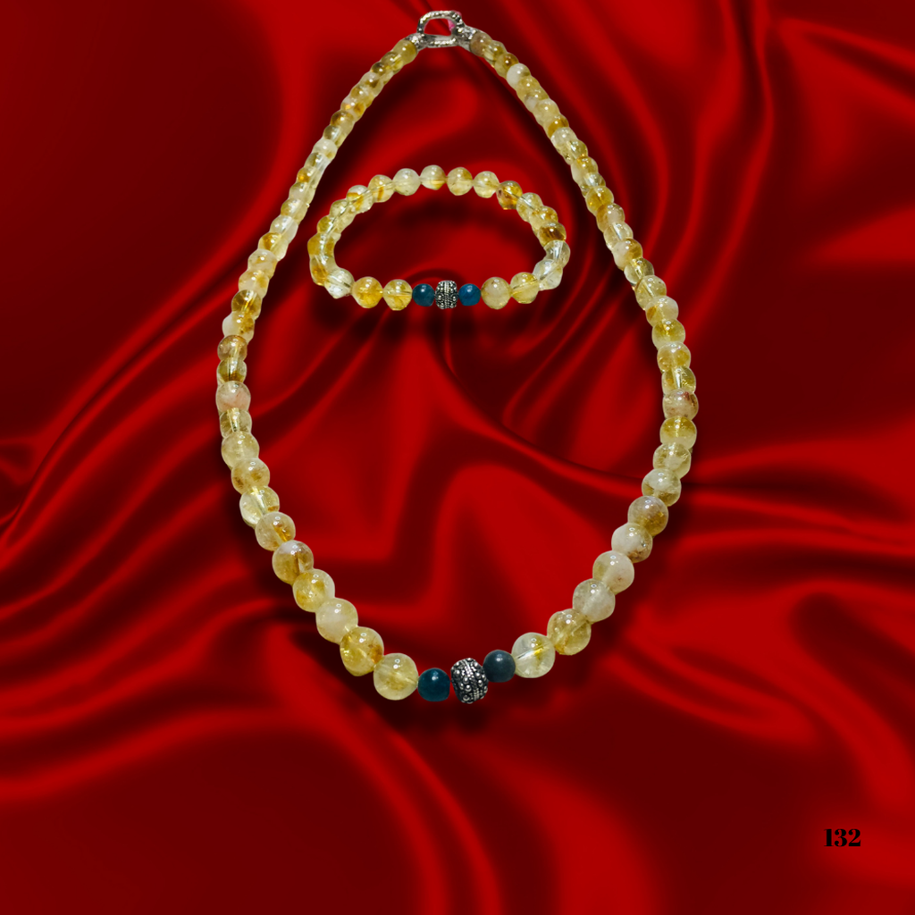 Reina del Corazen Yapımı Doğal Sitrin Taşı Antik Kolye ve Bileklik – Otantik Tasarım, Tarihî Bereket Sembolü, Pozitif Enerji ve Işıltılı Takı